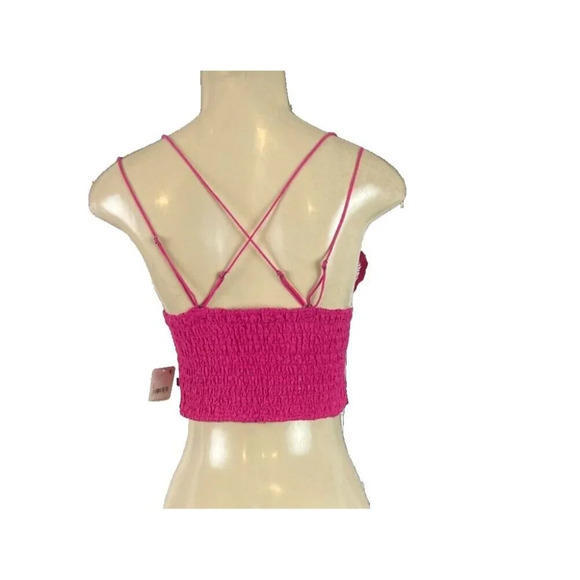 Free People L Rose Lace V-Neck Ruched Back Adjustable Crisscross Strap Bralette - Picture 4 of 6